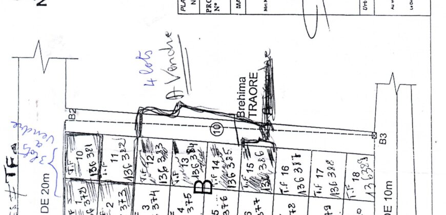 7 terrains de 300 m² en titre foncier à vendre – Kouralé, Kabala, Bamako