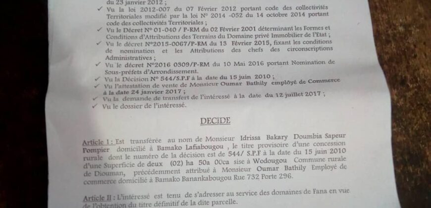 Terrain de 2,5 hectares à vendre – Zantiguila