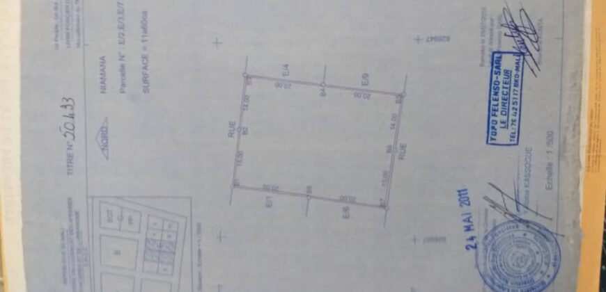 Terrain de 1.162 m² (4 lots) à vendre – ATTbougou, Niamana, Bamako