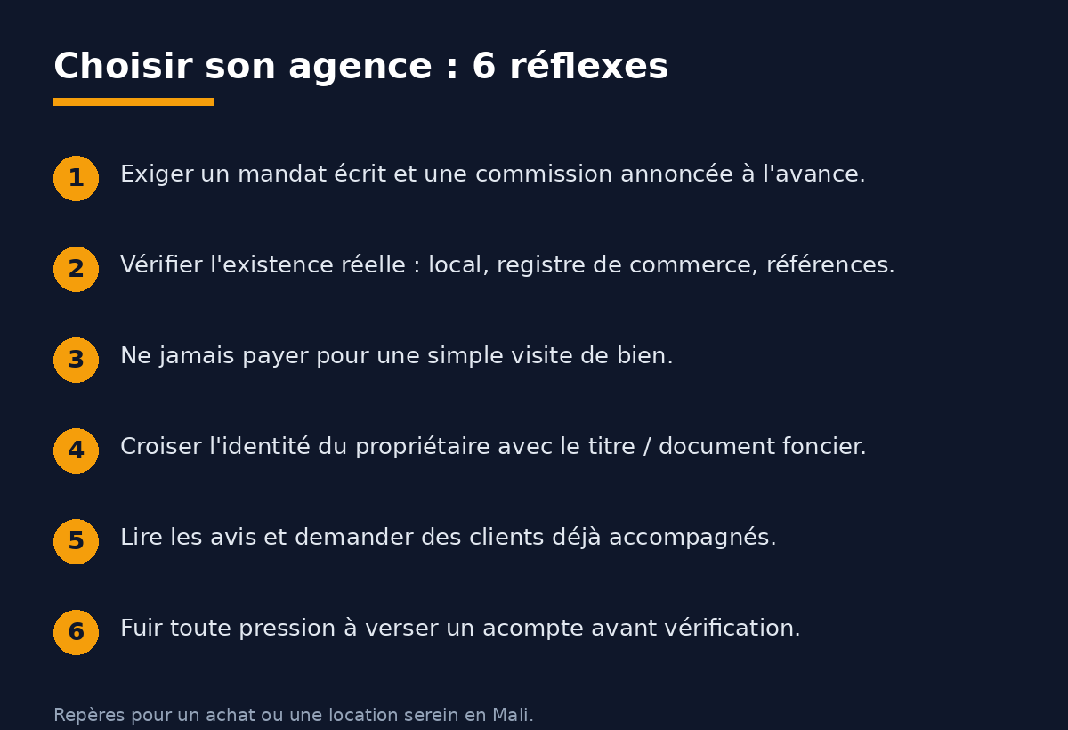 Checklist en 6 points pour choisir une agence immobilière sérieuse au Mali