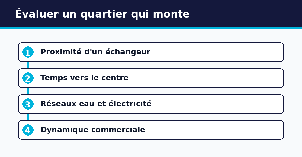 Critères pour évaluer un quartier de Bamako qui monte : échangeur, trajet, réseaux