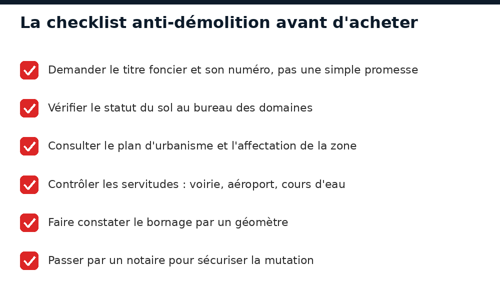 Checklist anti-démolition avant d'acheter un terrain à Bamako