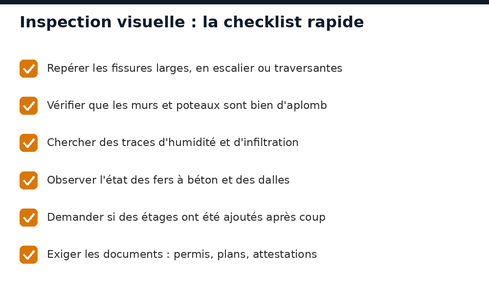 Checklist d'inspection visuelle d'un immeuble à Bamako avant achat ou location