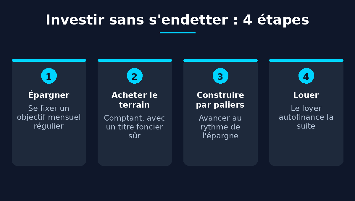 Infographie : investir dans l'immobilier sans s'endetter en 4 étapes au Mali