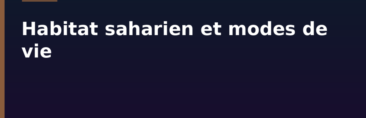 Kidal : habitat saharien et modes de vie