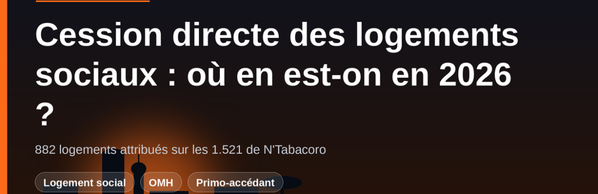 Cession directe des logements sociaux au Mali : où en est-on en 2026 ?