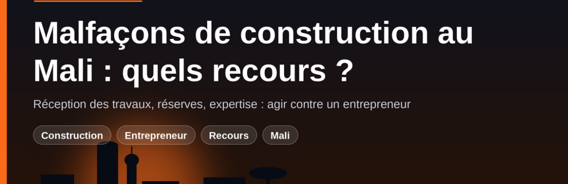 Malfaçons de construction au Mali : quels recours contre votre entrepreneur ?