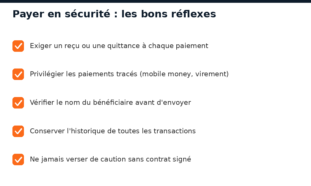 Les bons réflexes pour payer un loyer ou un acompte en sécurité au Mali