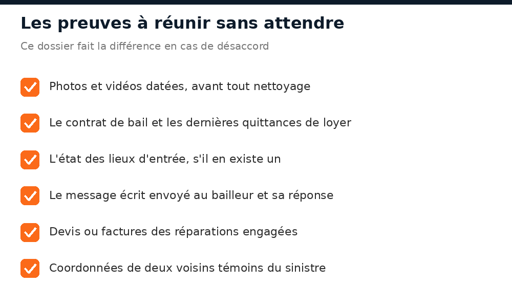Checklist des preuves à réunir après un sinistre dans un logement loué au Mali