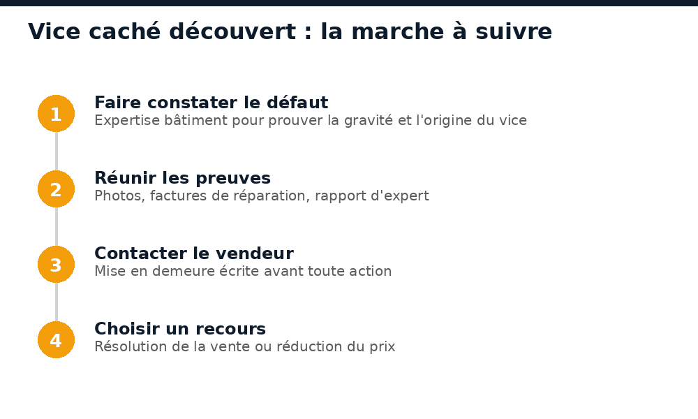 Les étapes de recours pour l'acheteur en cas de vice caché au Mali : expertise, preuves, mise en demeure, résolution ou réduction de prix