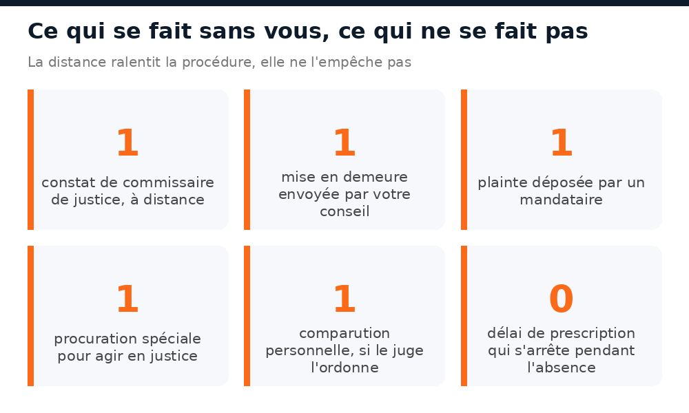 Actes de procédure réalisables à distance et actes exigeant votre présence au Mali