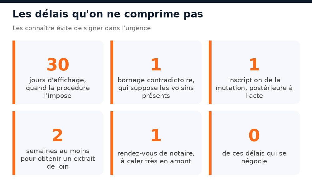 Les délais incompressibles d'un achat immobilier au Mali : affichage, bornage, inscription