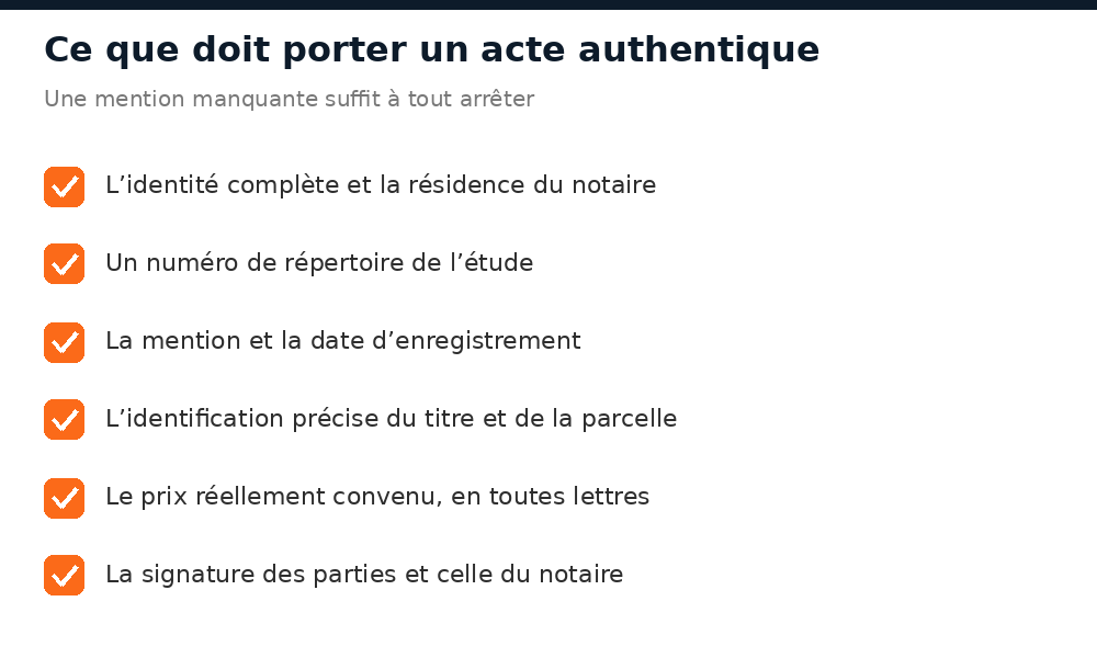 Liste des mentions que doit porter un acte de vente authentique au Mali