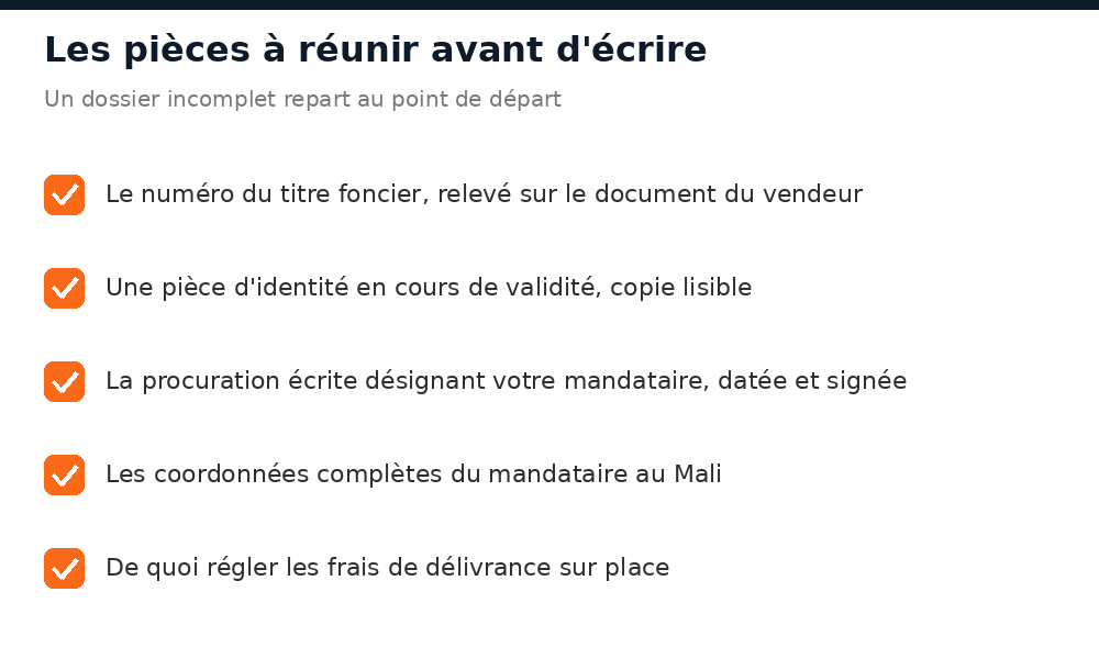 Liste des pièces à réunir avant de demander un extrait du livre foncier au Mali
