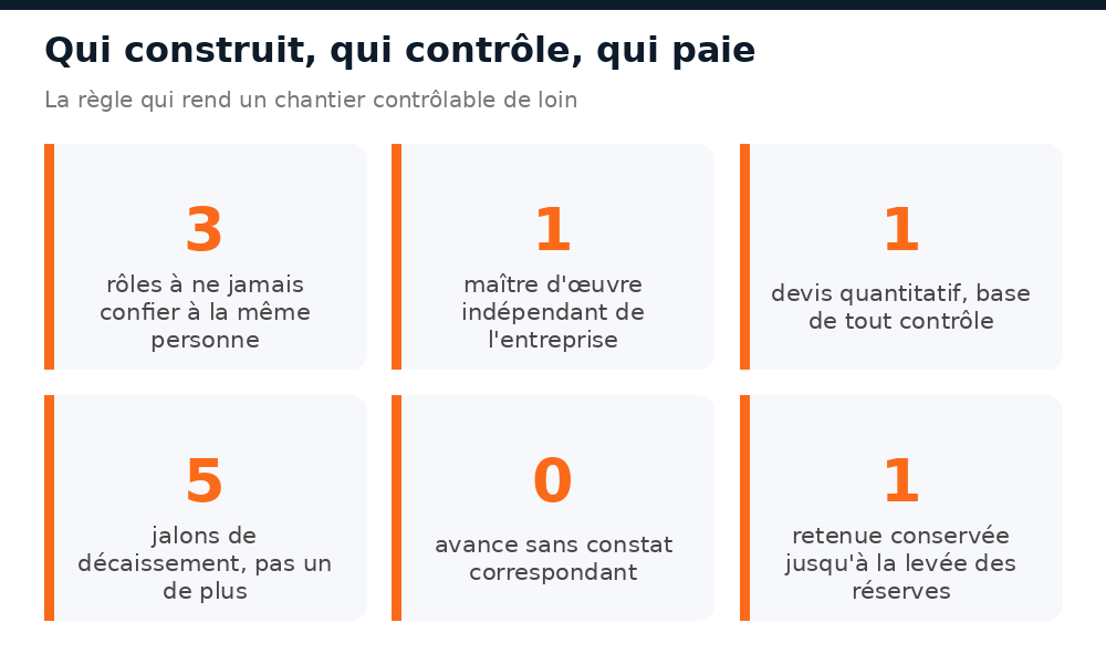 Séparation des rôles sur un chantier au Mali suivi depuis l'étranger