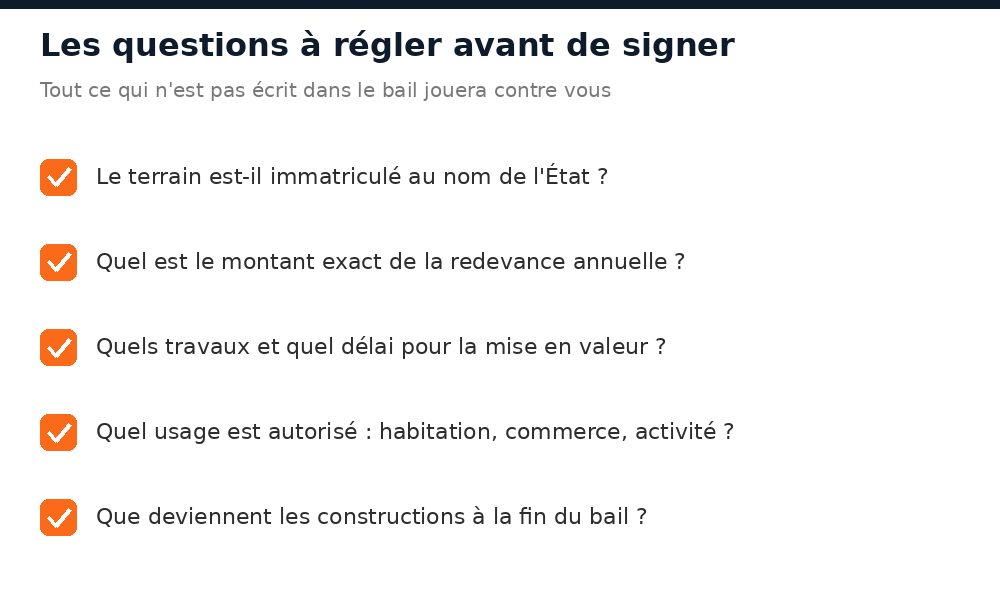 Questions à régler avant de signer un bail sur un terrain de l'État au Mali