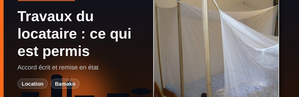 Le locataire peut-il transformer le logement ? Cloison, climatiseur, carrelage, peinture : autorisation et remise en état à Bamako